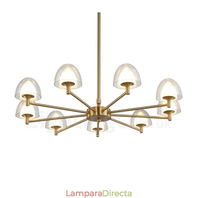 Lámpara de araña moderna contemporánea de metal de 9 luces con pantalla acrílica