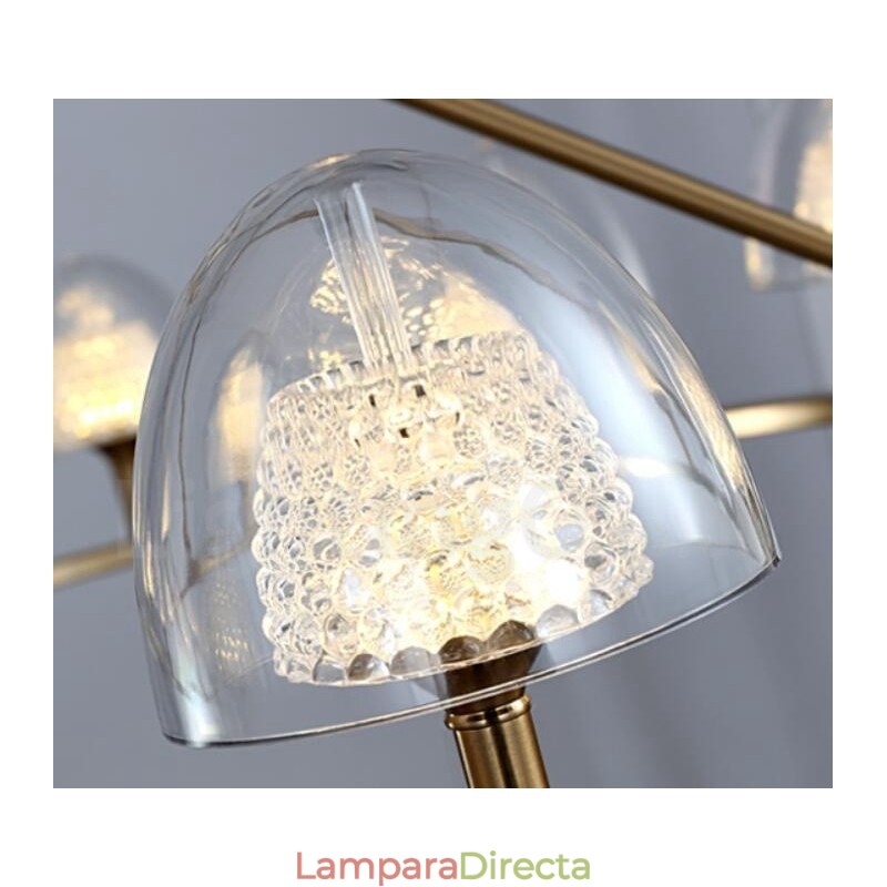 Lámpara de araña moderna contemporánea de metal de 9 luces con pantalla acrílica