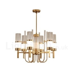 Lámpara de araña de acero de 6 luces con pantalla de cristal, estilo rústico y contemporáneo