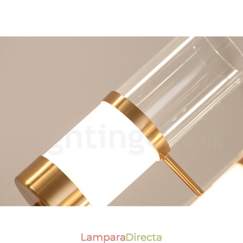 Lámpara de araña de acero de 6 luces con pantalla de cristal, estilo rústico y contemporáneo