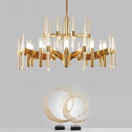 Lámpara de araña moderna y contemporánea de aleación de aluminio de 18 luces con pantalla de cristal