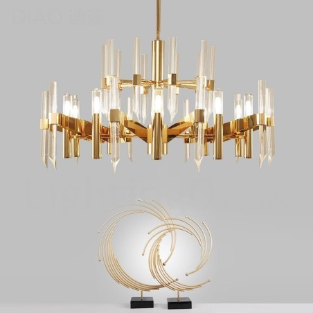 Lámpara de araña moderna y contemporánea de aleación de aluminio de 18 luces con pantalla de cristal Lámpara de araña moderna y contemporánea de aleación de aluminio de 18 luces con pantalla de cristal