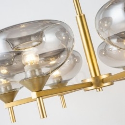 Lámpara de araña moderna contemporánea de aleación de aluminio de 6 luces con pantalla de vidrio