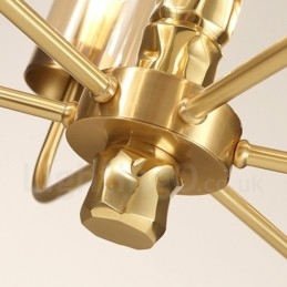Lámpara de araña moderna contemporánea de latón de 8 luces con pantalla de cristal