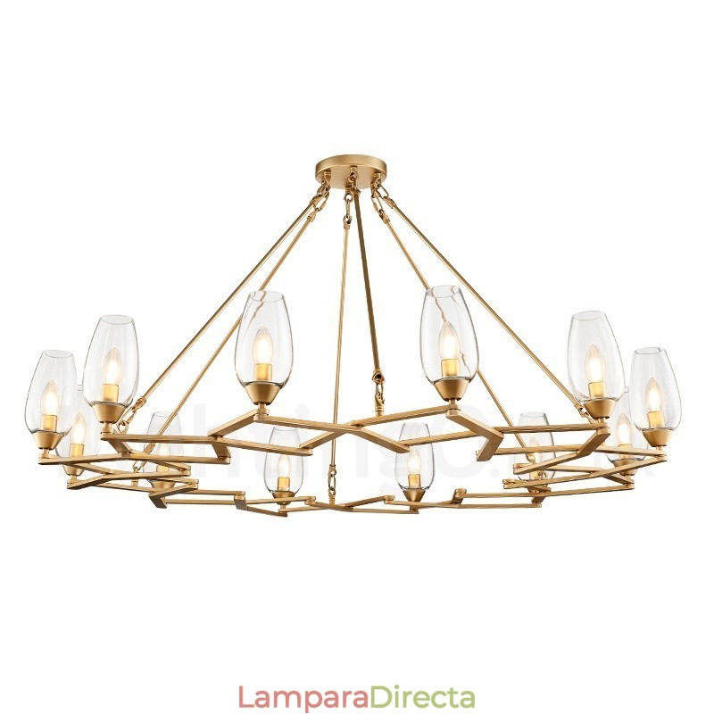 Lámpara colgante moderna contemporánea de acero de 12 luces con pantalla de vidrio