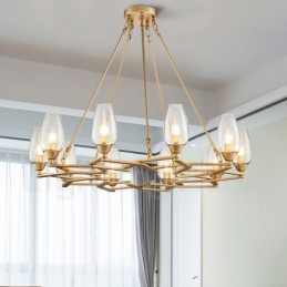 Lámpara colgante moderna contemporánea de acero de 10 luces con pantalla de vidrio