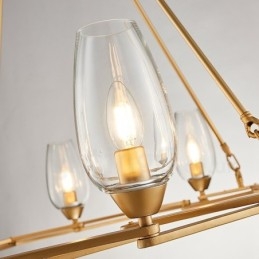 Lámpara colgante moderna contemporánea de acero de 10 luces con pantalla de vidrio