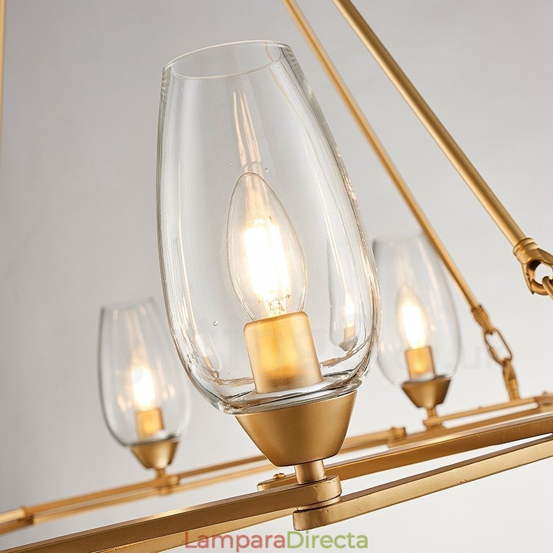 Lámpara colgante moderna contemporánea de acero de 10 luces con pantalla de vidrio
