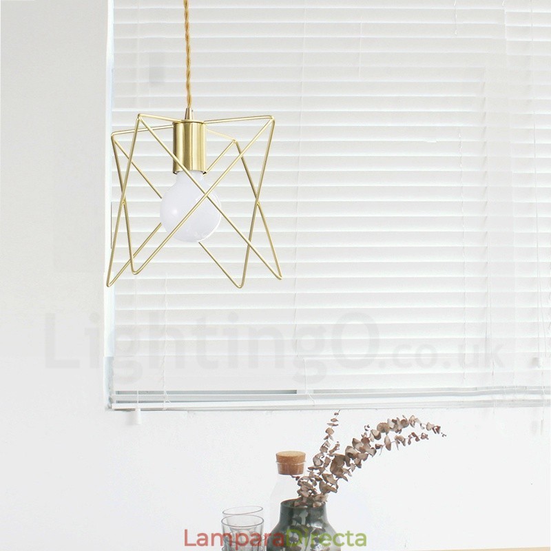 Lámpara colgante moderna contemporánea de acero de 1 luz con pantalla