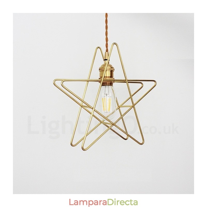 Lámpara colgante moderna contemporánea de latón de 1 luz con pantalla