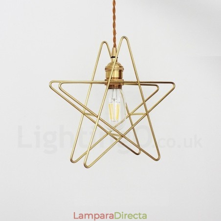 Lámpara colgante moderna contemporánea de latón de 1 luz con pantalla