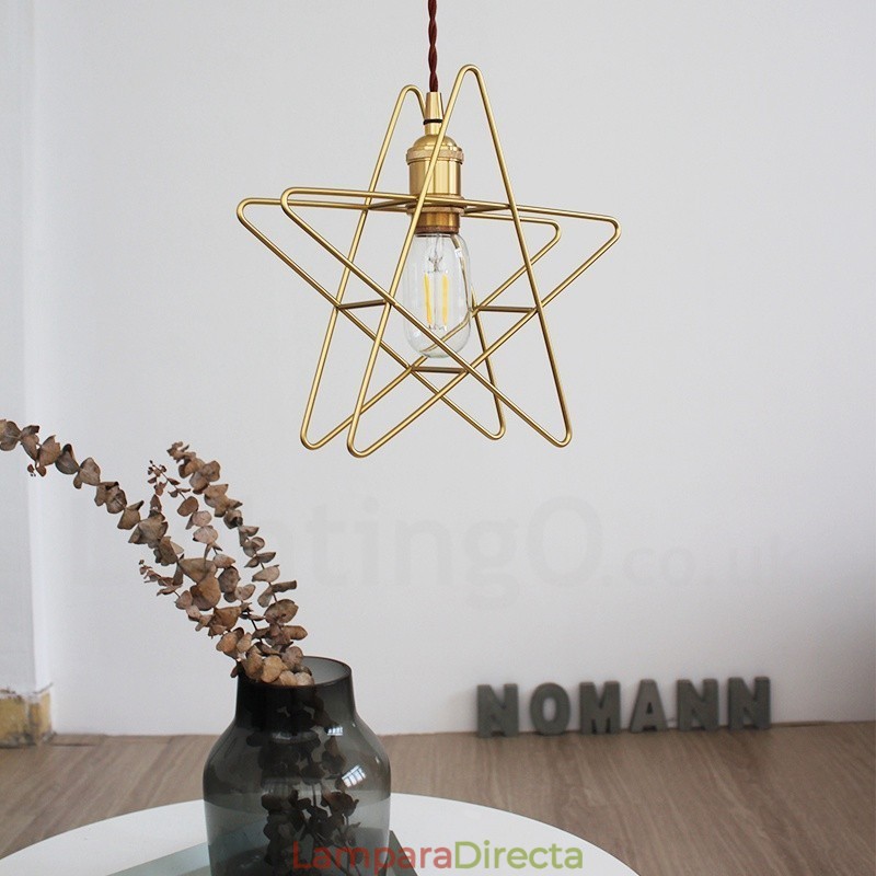 Lámpara colgante moderna contemporánea de latón de 1 luz con pantalla