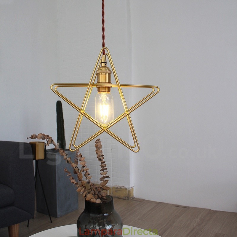 Lámpara colgante moderna contemporánea de latón de 1 luz con pantalla