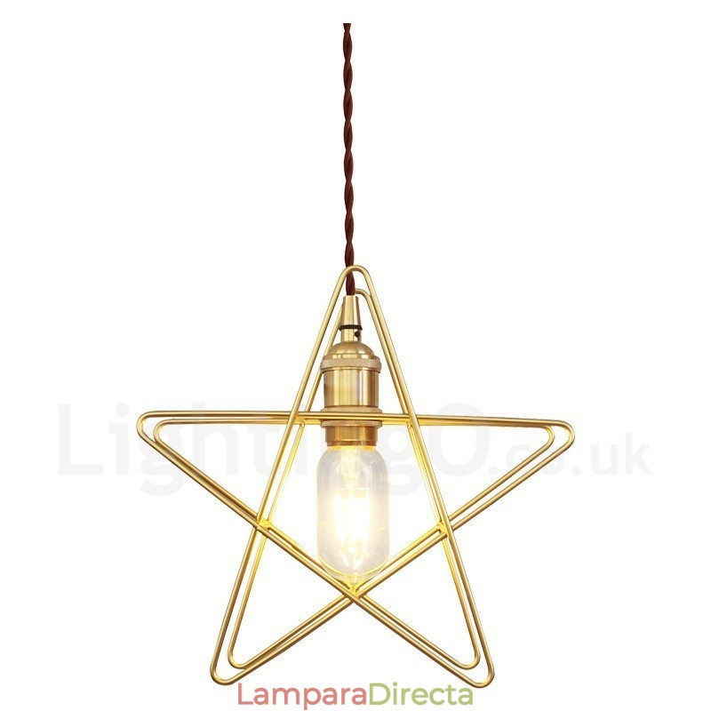 Lámpara colgante moderna contemporánea de latón de 1 luz con pantalla