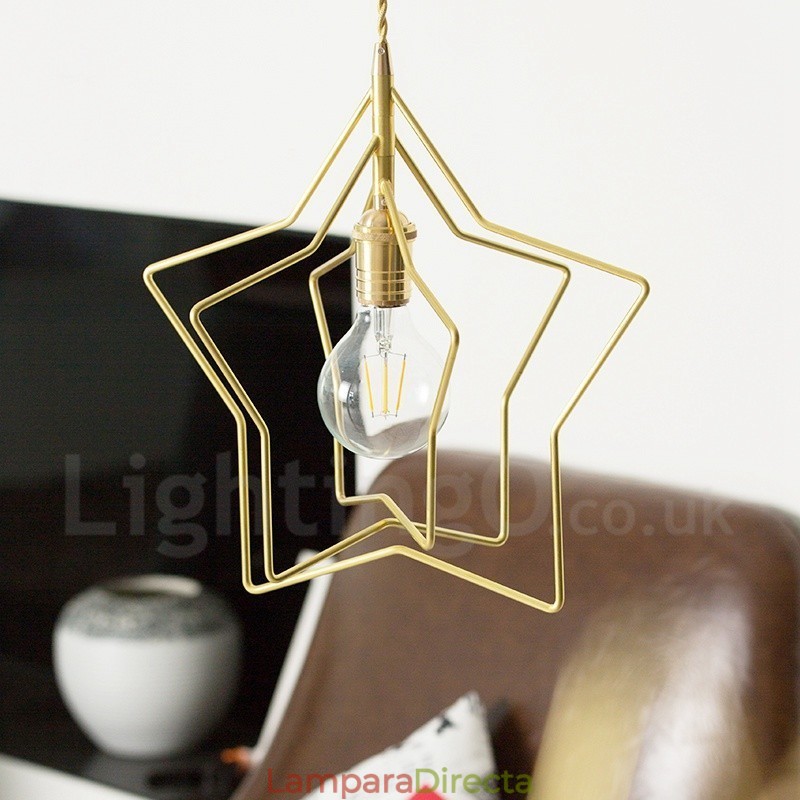 Lámpara colgante moderna contemporánea de latón de 1 luz con pantalla