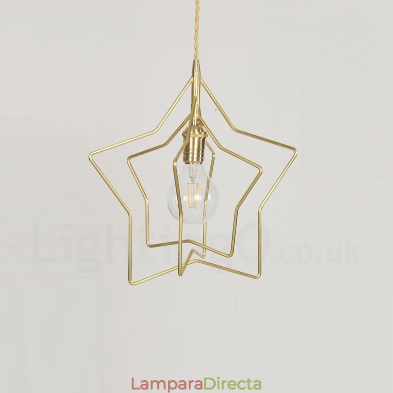 Lámpara colgante moderna contemporánea de latón de 1 luz con pantalla