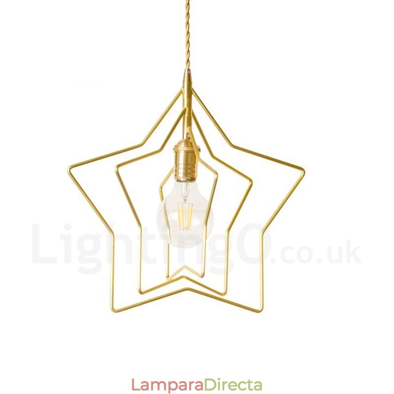 Lámpara colgante moderna contemporánea de latón de 1 luz con pantalla