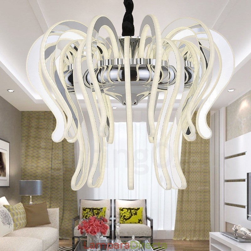 Lámpara de araña moderna contemporánea de acero de 20 luces con pantalla acrílica