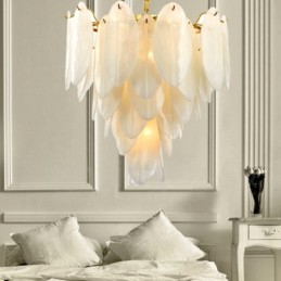 Lámpara colgante moderna contemporánea de acero de 6 luces con pantalla de vidrio
