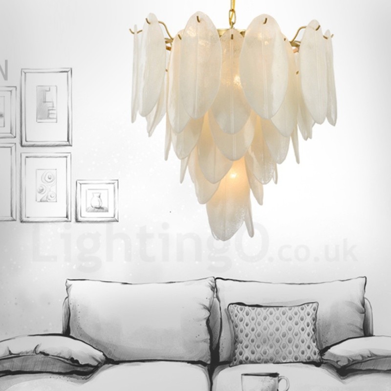 Lámpara colgante moderna contemporánea de acero de 6 luces con pantalla de vidrio
