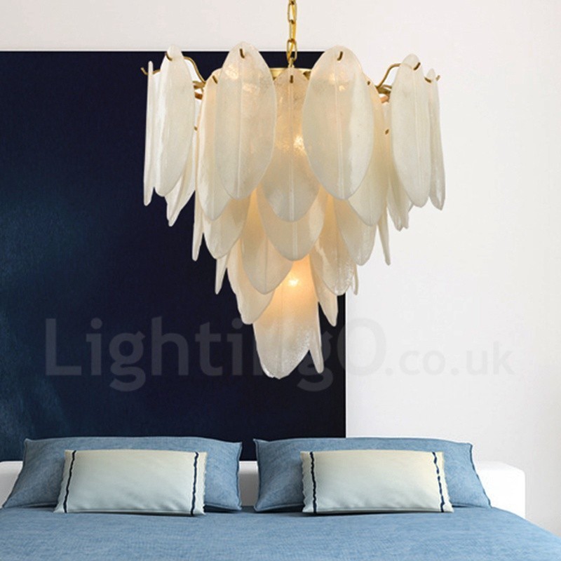 Lámpara colgante moderna contemporánea de acero de 6 luces con pantalla de vidrio
