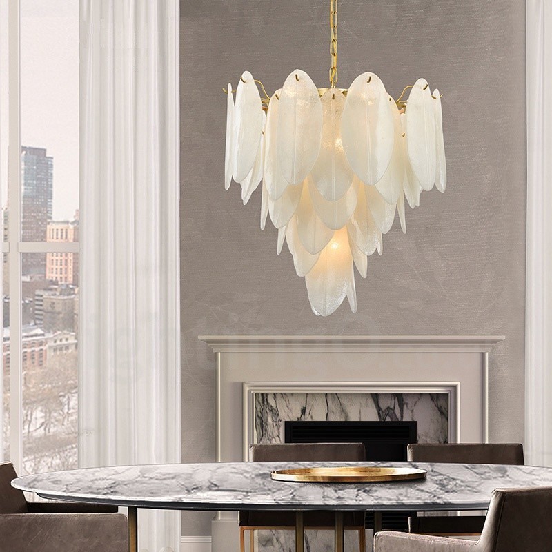 Lámpara colgante moderna contemporánea de acero de 6 luces con pantalla de vidrio