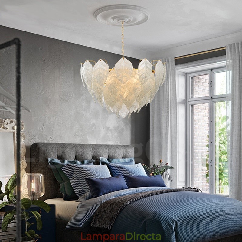 Lámpara colgante moderna contemporánea de acero de 4 luces con pantalla de vidrio