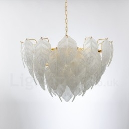 Lámpara colgante moderna contemporánea de acero de 4 luces con pantalla de vidrio