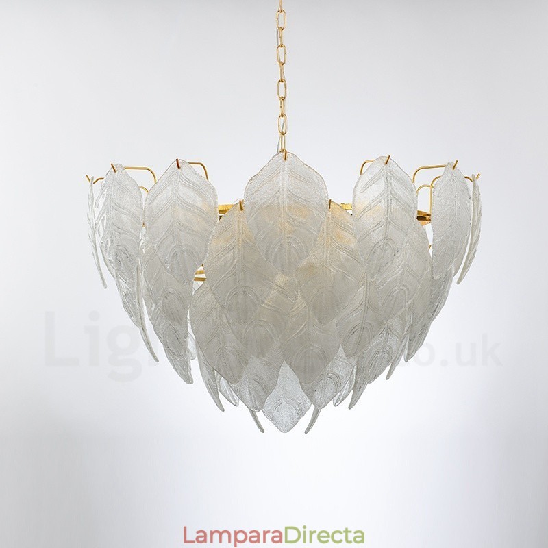 Lámpara colgante moderna contemporánea de acero de 4 luces con pantalla de vidrio