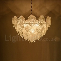 Lámpara colgante moderna contemporánea de acero de 4 luces con pantalla de vidrio