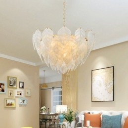 Lámpara colgante moderna contemporánea de acero de 4 luces con pantalla de vidrio