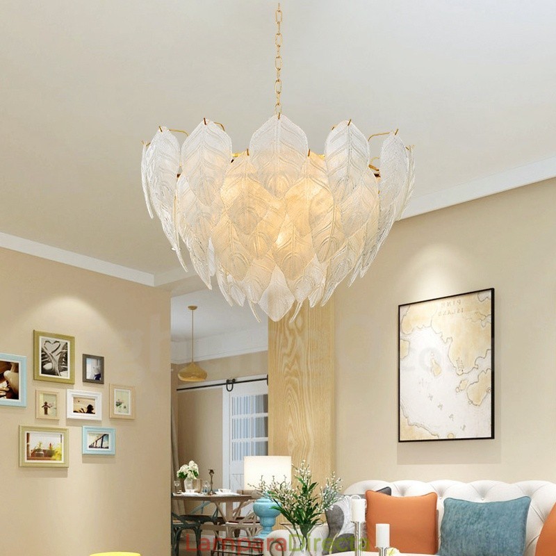 Lámpara colgante moderna contemporánea de acero de 4 luces con pantalla de vidrio