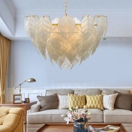 Lámpara colgante moderna contemporánea de acero de 4 luces con pantalla de vidrio