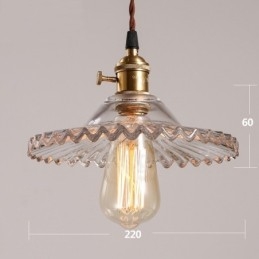 Lámpara colgante rústica retro de acero de una luz con pantalla de vidrio