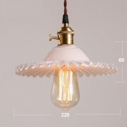 Lámpara colgante rústica retro de acero de una luz con pantalla de vidrio