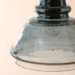 Lámpara colgante moderna contemporánea de acero de 1 luz con pantalla de vidrio