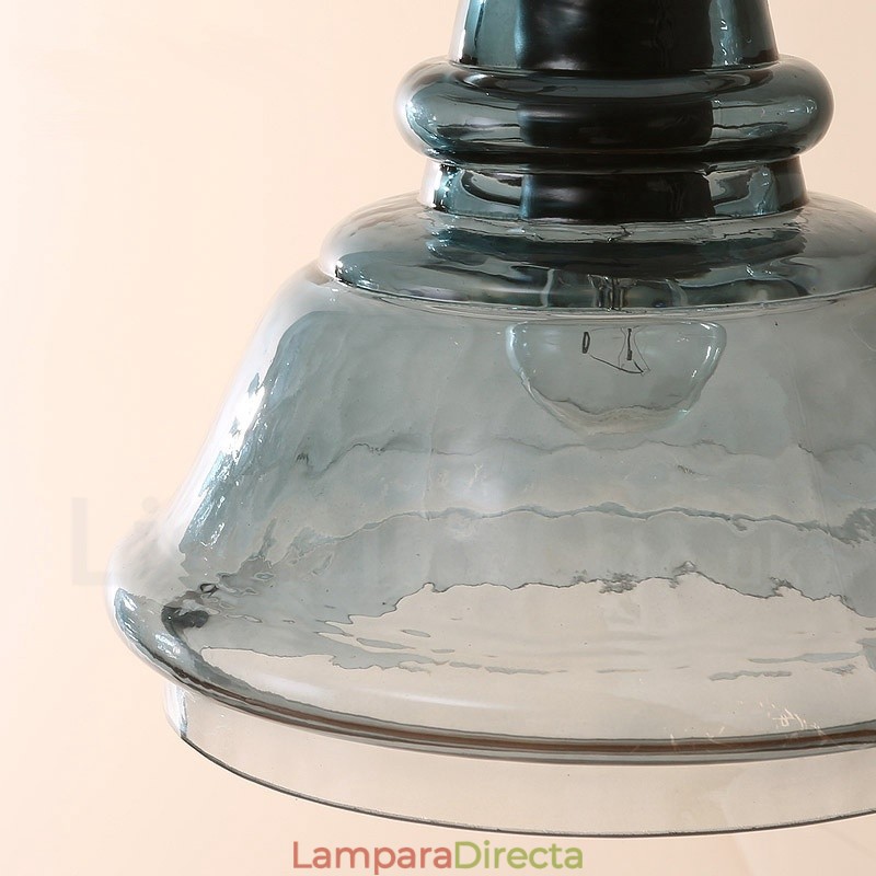 Lámpara colgante moderna contemporánea de acero de 1 luz con pantalla de vidrio
