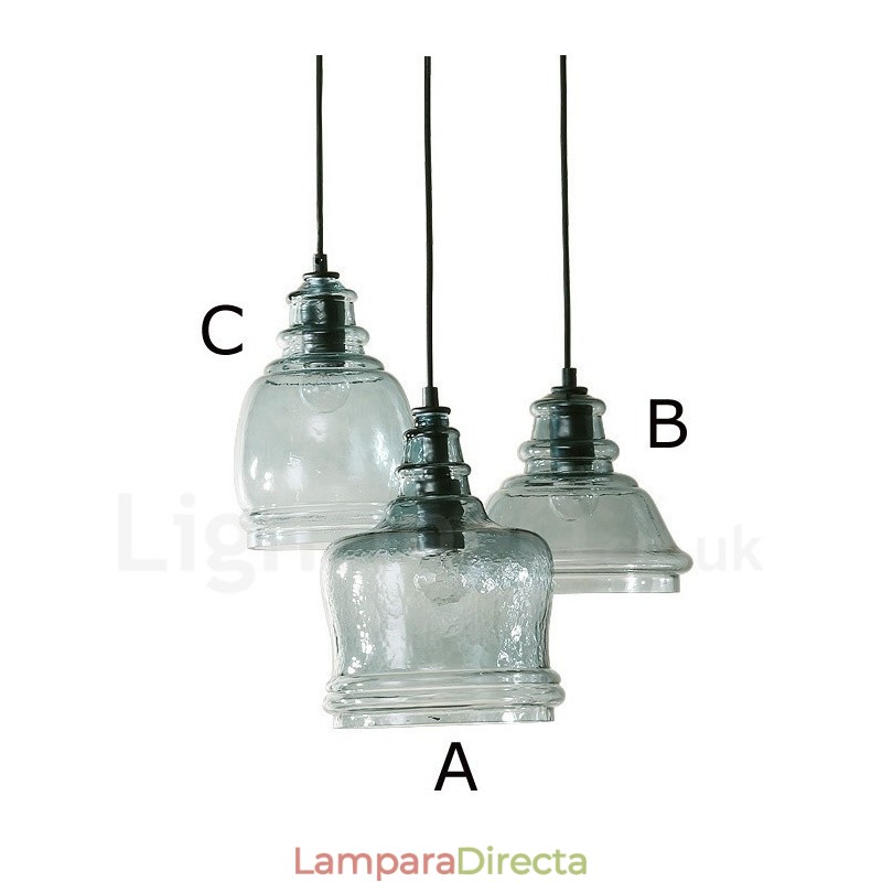 Lámpara colgante moderna contemporánea de acero de 1 luz con pantalla de vidrio