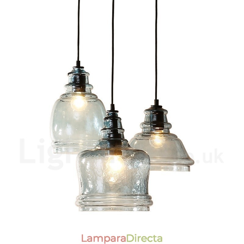 Lámpara colgante moderna contemporánea de acero de 1 luz con pantalla de vidrio