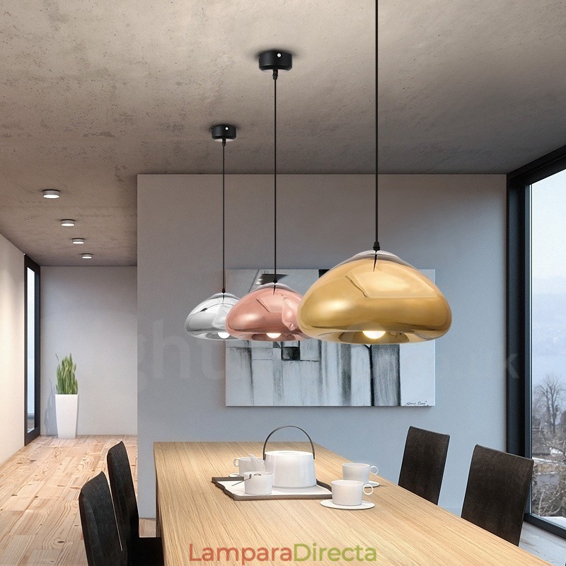 Lámpara colgante moderna contemporánea de vidrio de 1 luz con pantalla de vidrio