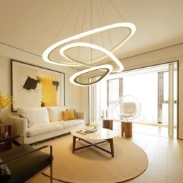Lámpara colgante moderna contemporánea de 3 luces de aleación de aluminio con pantalla acrílica y regulable con control remoto