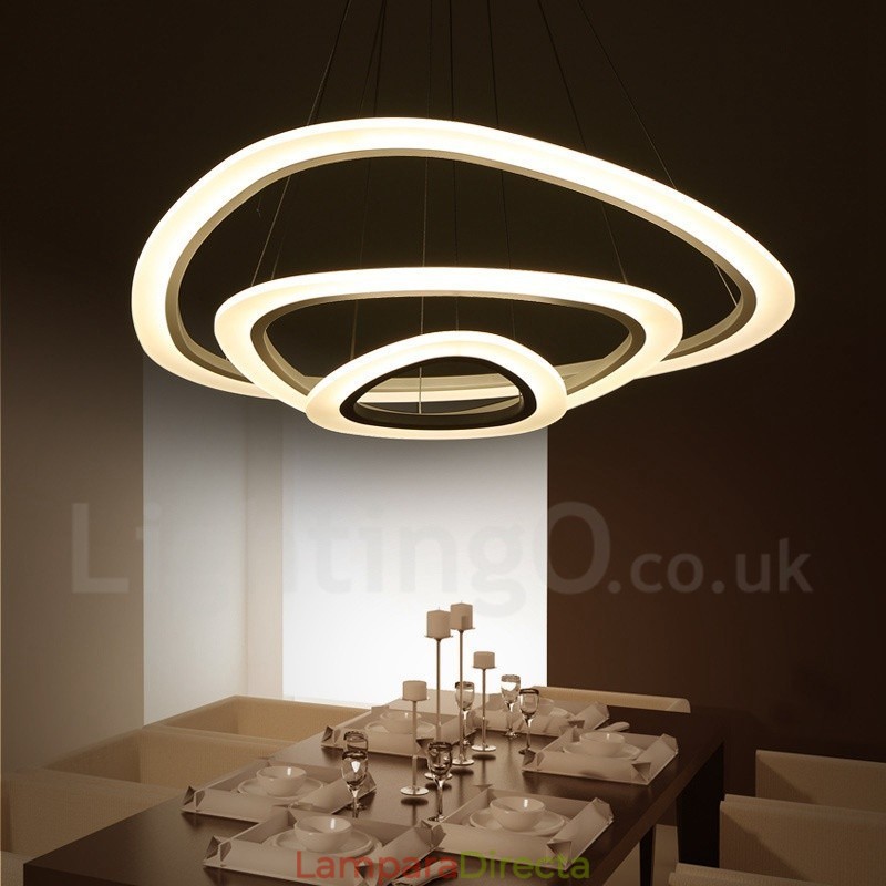 Lámpara colgante moderna contemporánea de 3 luces de aleación de aluminio con pantalla acrílica y regulable con control remoto