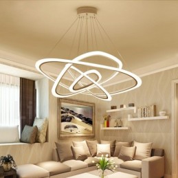 Lámpara colgante moderna contemporánea de 4 luces de aleación de aluminio con pantalla acrílica y regulable con control remoto