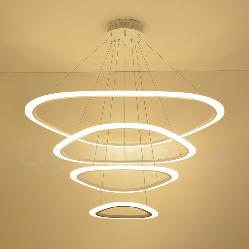 Lámpara colgante moderna contemporánea de 4 luces de aleación de aluminio con pantalla acrílica y regulable con control remoto