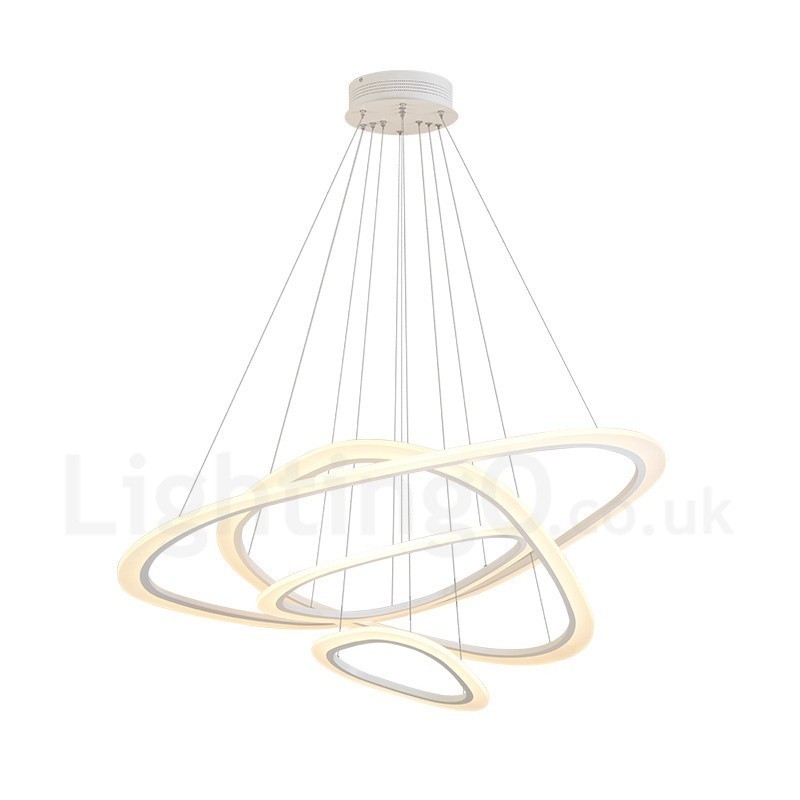 Lámpara colgante moderna contemporánea de 4 luces de aleación de aluminio con pantalla acrílica y regulable con control remoto