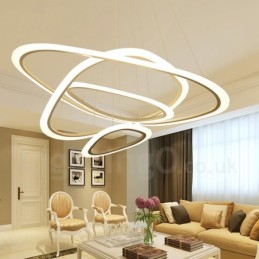 Lámpara colgante moderna contemporánea de 4 luces de aleación de aluminio con pantalla acrílica y regulable con control remoto