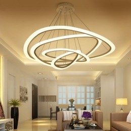Lámpara colgante moderna contemporánea de 4 luces de aleación de aluminio con pantalla acrílica y regulable con control remoto
