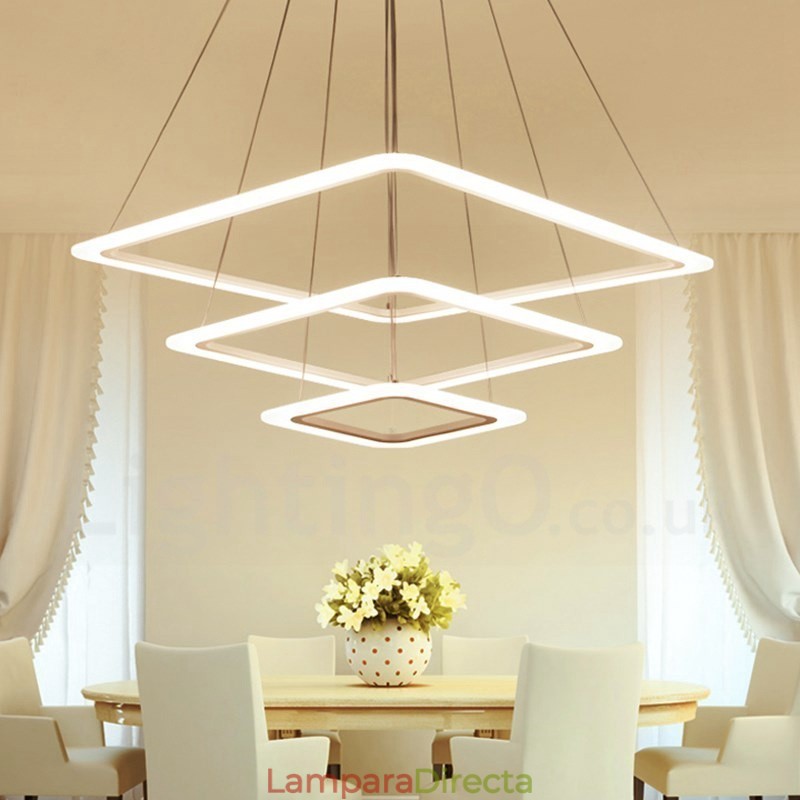 Lámpara colgante moderna y contemporánea de 3 luces de aleación de aluminio con pantalla acrílica