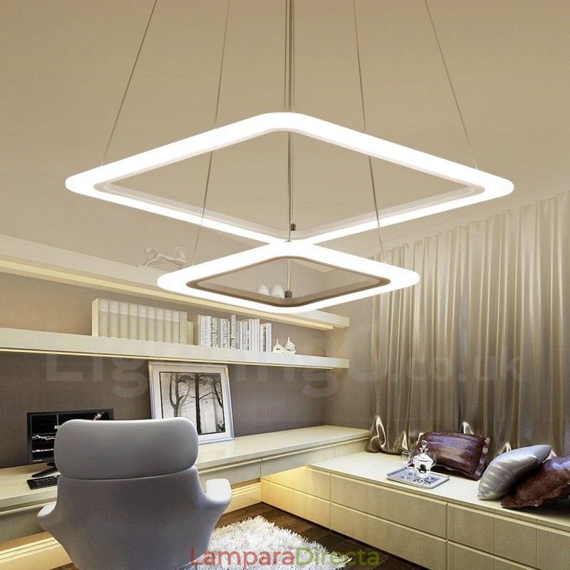 Lámpara colgante moderna y contemporánea de aleación de aluminio de 2 luces con pantalla acrílica