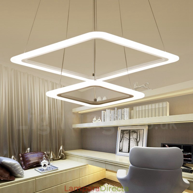 Lámpara colgante moderna y contemporánea de aleación de aluminio de 2 luces con pantalla acrílica